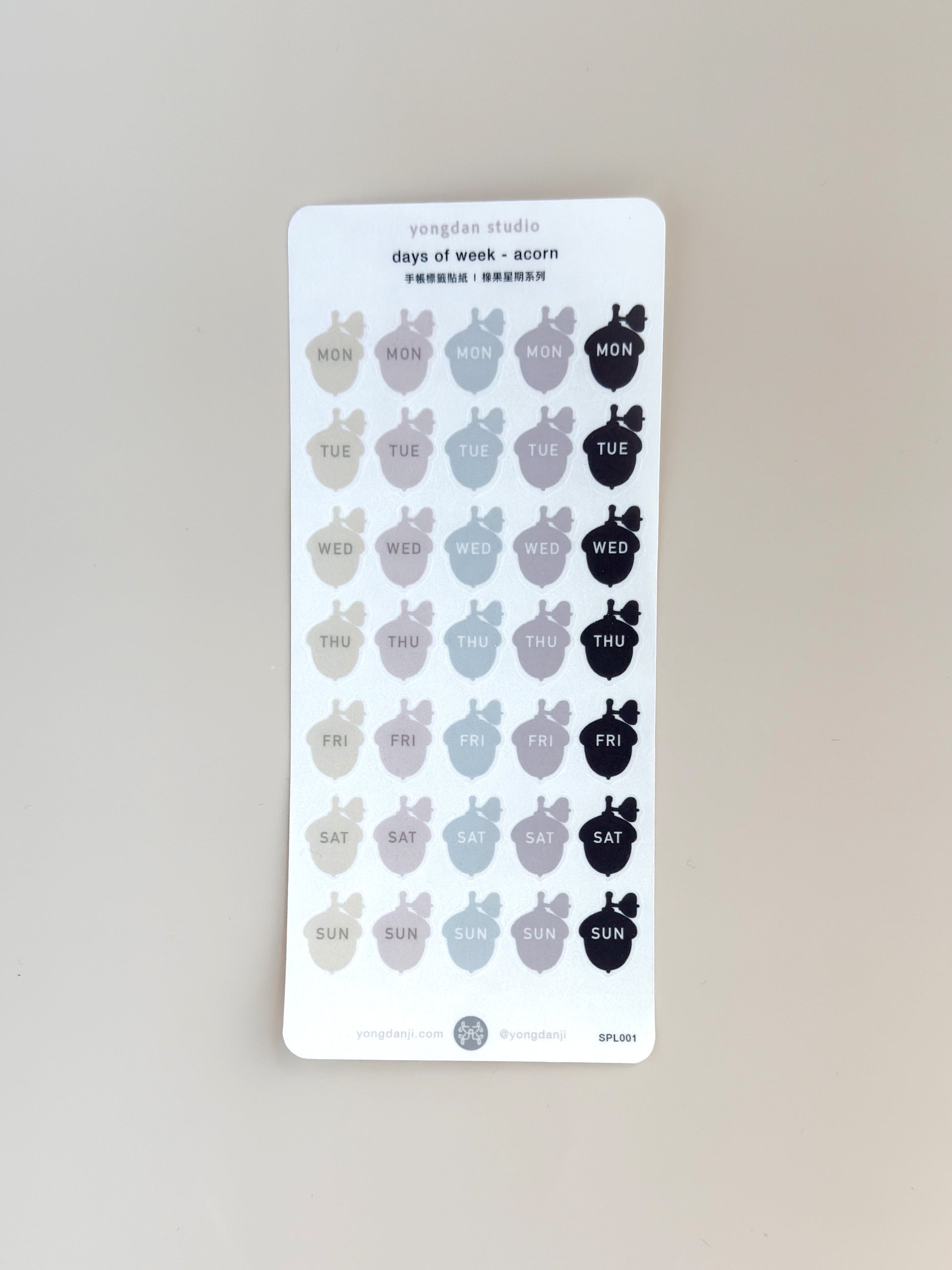 Planner Labels | Acorn days of the week