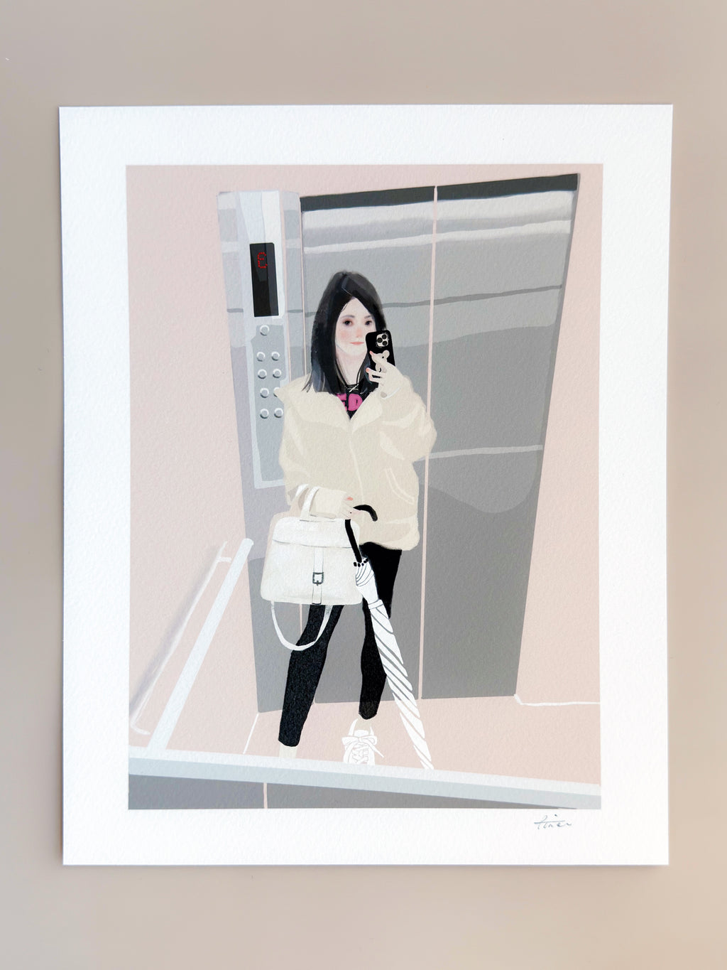 Art Print - Between Points: Elevator Selfie