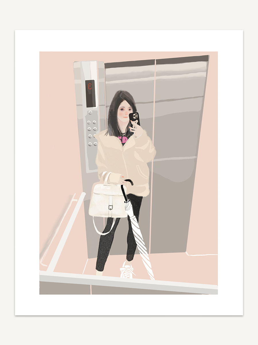 Art Print - Between Points: Elevator Selfie